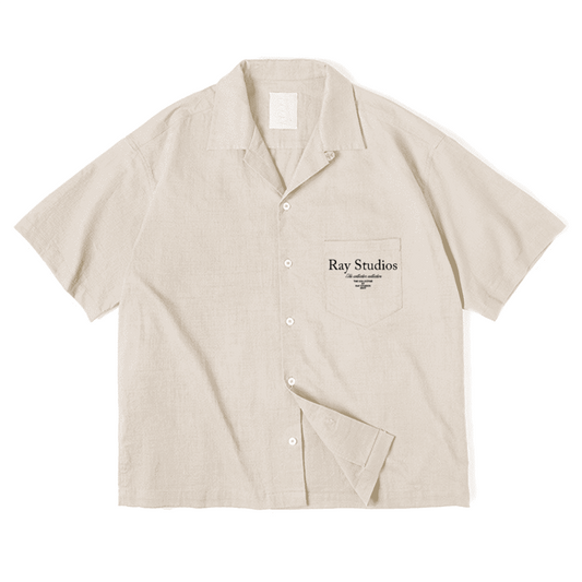 Ray Studios Cuban Collar Short Sleeve Shirt